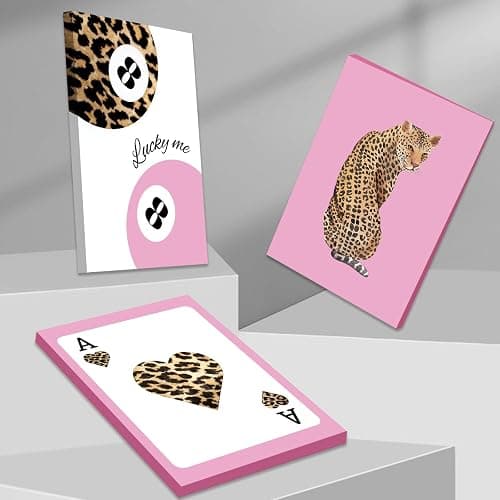 3Pcs Framed Leopard Wall Art Cheetah Canvas Prints Lucky 8 Ball Wall Decor Fashion Leopard Poster Aesthetic Pictures Trendy Cheetah Painting Preppy Artwork for Corridor Living Room Bedroom 12x16in thumbnail 6