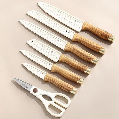 Hancorys Knife set, 13 Pieces Kitchen Knives Set, Nonstick Ceramic Anti-Rust Coating and Blade Guard, Holiday Gifts for Kitchen, Camping Essentials thumbnail 3