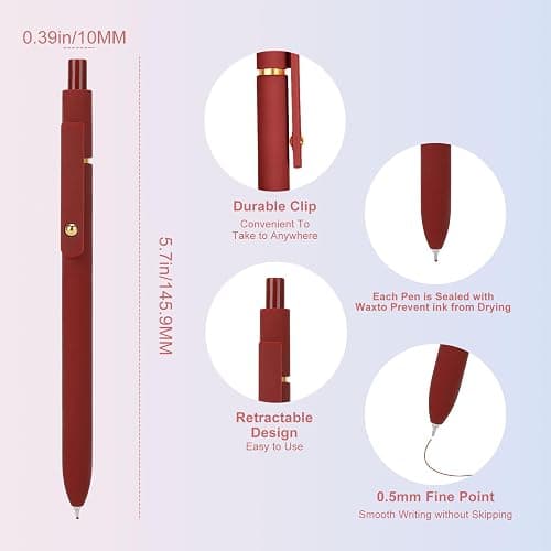 Ddaowanx Colorful Gel Pens, 0.5mm Fine Point Retractable,Multi Colored Pens for Journaling and Sketching,School Supplies,Stuffers for Teens, Gifts for Women (6Pcs-Vintage Colors) thumbnail 2