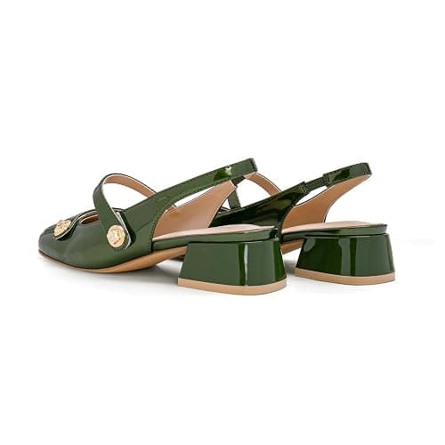 Slingback Mary Jane Heels for Women Low Block Heel Closed Square Toe Pump Shoes Heels Classic Daily Office Dressy Shoes thumbnail 5