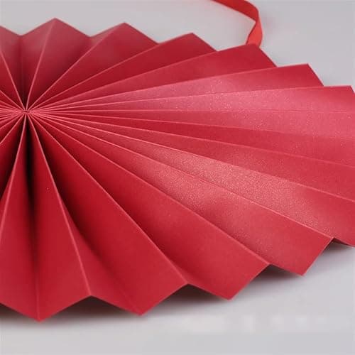 Insun Éventail en Papier Pliants Evantaille Chinois pour Décoration Murale Rouge vin 60 cm thumbnail 5