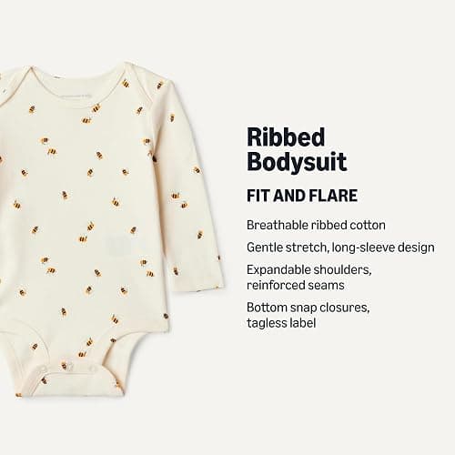 Amazon Essentials Unisex Babies' Long-Sleeve Cotton Bodysuits, Pack of 6 thumbnail 2