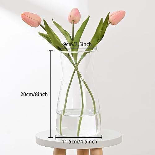 8 inch Clear Glass Flower Vases for Centerpiece Table Home Indoor Desk Decor,Ins Modern Boho Style Vase for Wedding Housewarming Gift thumbnail 3