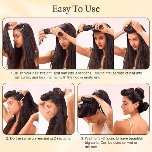 AOOWU Heatless Curls Band 5 Stück, üBer Nacht Overnight Blowout Locken Ohne, Neu Lockenwickler Locken Ohne Hitze, Diy Overnight Curls Gummi Hitzefreier Lockenwickler Locken für Mittleres Langes Haar thumbnail 7