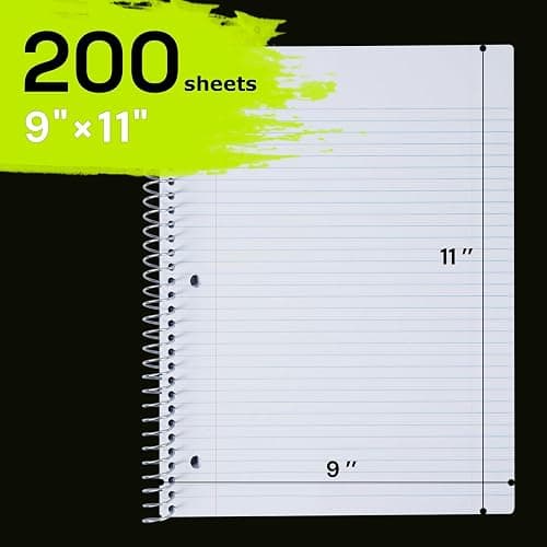 ONAVIA Spiral Notebook for School, 5 Subject, College Ruled Paper, 200 Sheets, 9" x 11", 5 Dividers with Pockets, 3 Hole Punched Perforated, Plastic Cover,Lined Journal,School Supplies,Cornflower Blue thumbnail 3