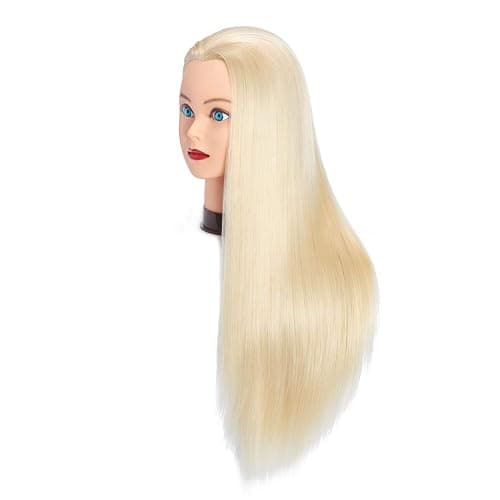 Headfix 26"-28" Long Hair Mannequin Head Synthetic Fiber Hair Hairdresser Practice Styling Training Head Cosmetology Manikin Doll Head with Clamp (6F1919W61320) thumbnail 2