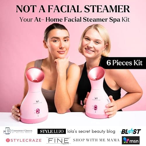Facial Steamer Spa Kit with Complimentary 6 Skin Care Tools | Face Steamer for Facial Deep Cleaning with Towel Warmer & Humidifier Mode| Self Care Gifts for Women, Spa Gifts, Birthday Gifts for Women thumbnail 2