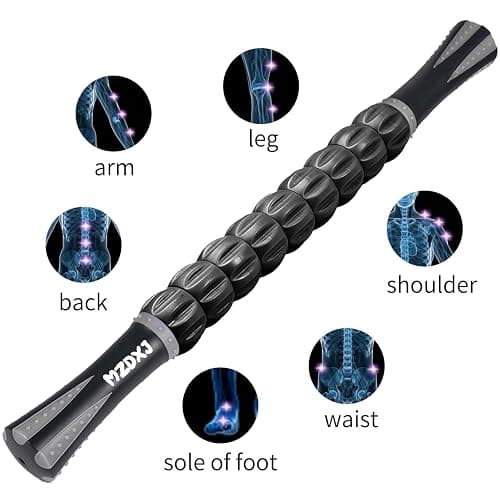 MZDXJ Muscle Roller Massage Roller Stick- Deep Tissue Fascia Blaster for Myofascial Pain Relief, Lymphatic Drainage & Body Sculpting, Handheld Physical Therapy & Recovery Tool (Gray Black-) thumbnail 6