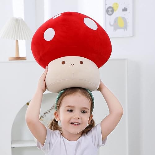 WeBingo Mushroom Plush Pillow, 12 Inch Cute Large Mushroom Decor Stuffed Animal Plushies Stuffy for Girl Boy Kid Adult, Giant Big Jumbo Soft Toy Gift for Birthday Christmas Valentine's Day thumbnail 7