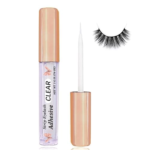 Super Strong Hold Waterproof Latex-Free Eyelash Adhesive - Clear Lash Glue Suitable for Sensitive Eyes - 5ml/0.18oz (1 Pack) - Image 1