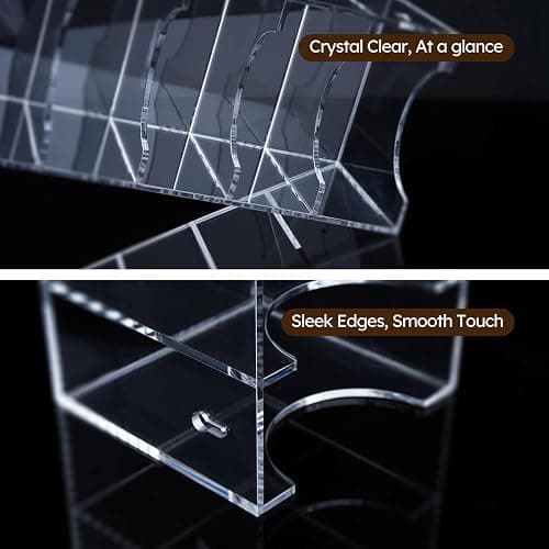 FEMELI Belt Organizer, Acrylic Belt Storage for Closet with Dust Cover, 7 Compartments Belt Container Display Holder for Drawer, Clear Belt Tie Case for Women Men Home thumbnail 8