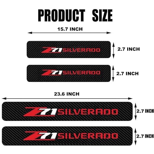 4PCS Door sill Fiber Style Decal enhances The Rugged Look of The Door Entry Protection Trim for GMC Colorado Tahoe Suburban Silverado Sierra 1500 Compatible with Z71 Accessories (RED) thumbnail 2