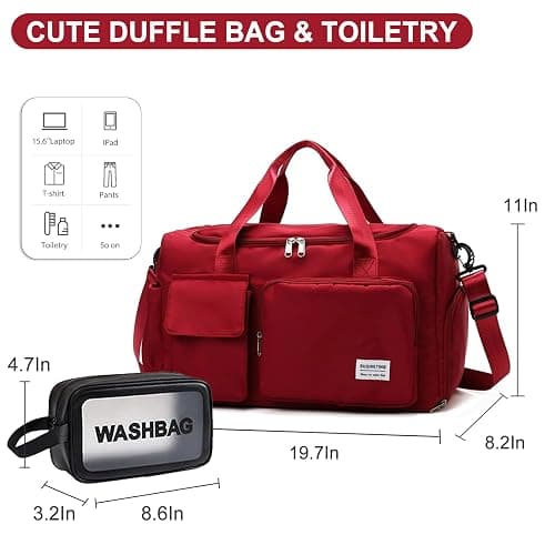 Small Gym Bag for Women, Travel Duffle Bag Carry On Weekender Bag with Shoe Compartment thumbnail 3
