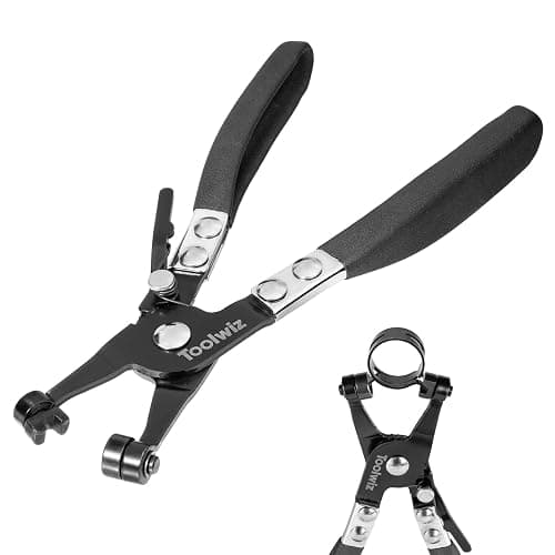 Toolwiz Hose Clamp Plier, Heavy Duty Hose Clamp Tool with Locking Device | Black Non-Slip Handle, Removal and Installation Tool for Ring-Type and Flat-Band Hose Clamps - Image 1