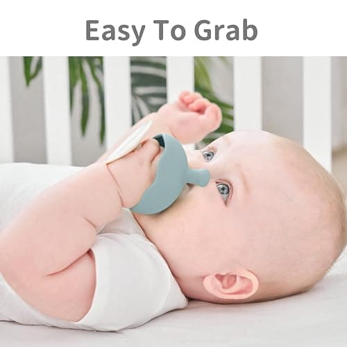 Baby Teething Toys for 3-12 Months+,Silicone Mombella Baby Teether with Suction Base,Soft & Easy to Grasp for Teething Relief,Safe & Comfortable Baby Teether Toys for Sucking Needs,BPA Free (Iron Green) - Iron Green thumbnail 6