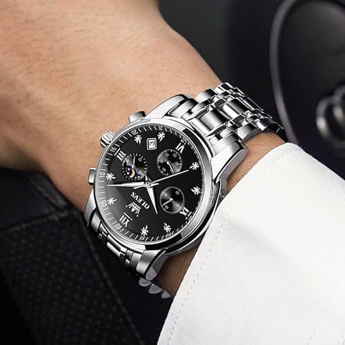 OLEVS Watch for Men Diamond Business Dress Analog Quartz Stainless Steel Waterproof Luminous Date Two Tone Luxury Casual Wrist Watch thumbnail 3