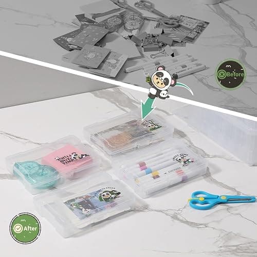 Naivees Photo Containers Storage Case Teddy Storage Box 4" x 6" Plastic Cartoon Organizer with 16 Inner Photo Containers Boxes for Photos,Cards,Pictures (Nature Green) thumbnail 6