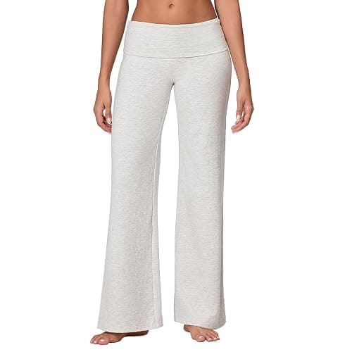 Suagox Fold Over Yoga Pants for Women Low Rise Flare Leg Sweatpants | Y2k Bell Bottom Stretchy Loose Gym Lounge Leggings - Image 1