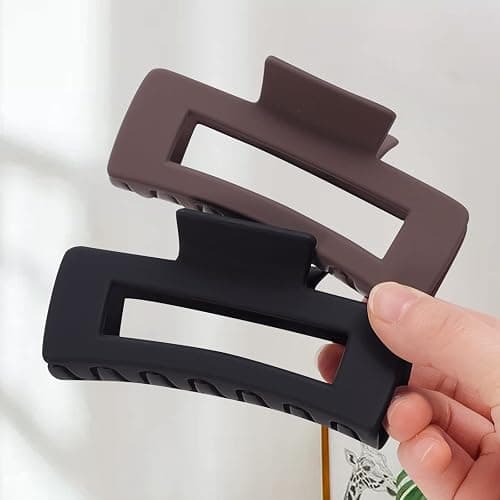 Mandydov 8 Pcs Large Hair Claw Clips 4.1" Non-slip Big Square Matte Hair Claw Clip Black Grey Claws for Women, Strong Hold for Thick Thin Hair thumbnail 7