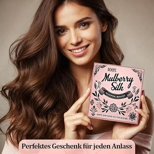 Seidenhaube zum Schlafen – Schlafhaube aus 100% Maulbeerseide, atmungsaktive und anpassbare Schlafmütze, Silk Bonnet, Haarhaube für die Nacht mit elastischem Band thumbnail 9
