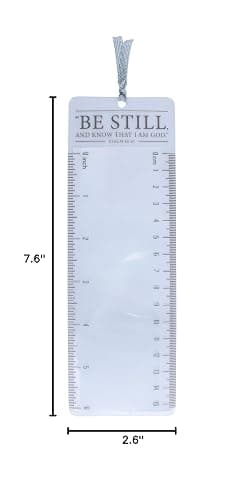 Christian Art Gifts Clear Reading Magnifying Scripture Bookmark for Men, Women & Kids: Be Still & Know - Psalm 46:10 Inspirational Bible Verse w/Ruler for Measuring & Satin Ribbon for Books & Bibles thumbnail 2
