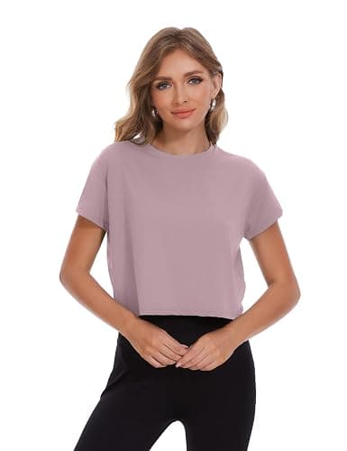 Dalavch 4/6 Pack Women's Crop Top Short Sleeve Athletic Workout Yoga Running Gym Casual Tees T-Shirts Loose Fit thumbnail 2