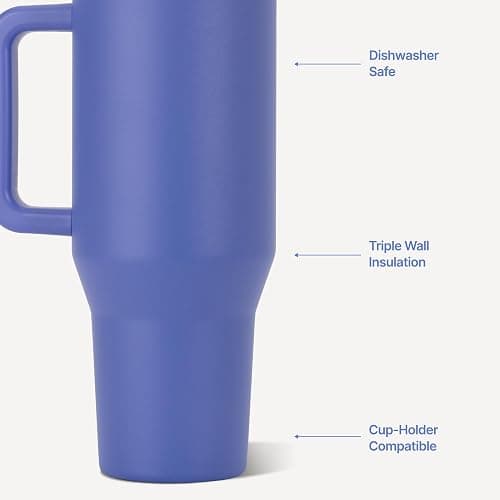 HydroJug Traveler 40oz, Insulated Tumbler with Handle & Straw, Berry Pop | Triple wall insulated, flip straw lid, leak-resistant, stainless steel, cup holder friendly, BPA-free, dishwasher safe thumbnail 4