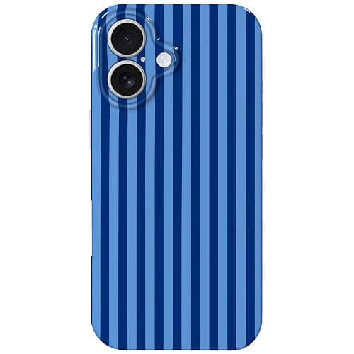 Hython for iPhone 16 Plus Case Cute Striped Aesthetic Design Simple Stripes Cover 6.7", Thin Slim Soft TPU Bumper Shockproof Rubber Protective Phone Cases for Women Girls Girly Boys, Navy Blue - Image 1