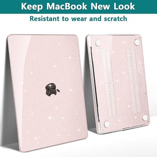 Teryeefi for MacBook Air 13 inch Case 2021 2020 2019 2018 Release A2337 M1 A2179 A1932, Sparkly Hard Shell Case Cover Compatible with MacBook Air 13 inch Retian Touch ID, Glitter Cherry Blossom Pink thumbnail 3