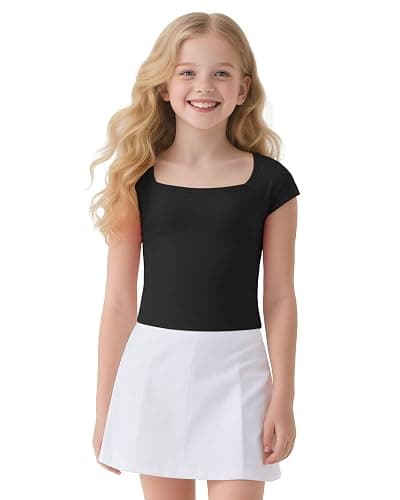 NUMYEAN Crop Tops for Girls Short Sleeve Shirt Girls Summer Tops Square Neck Slim Fit Tops Basic Tee thumbnail 3