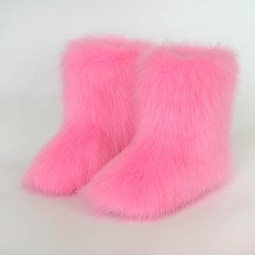 QTVQTV Women's Furry Boots 2025furry Fluffy Short Snow Boot mid-Calf Boots Warmcomfortable Outdoor Fur Shoes thumbnail 4