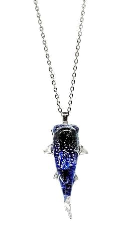 Handmade Whale Shark Art Glass Blown Ocean Animal Figurine Glass Pendant Necklace Jewelry - Model Y2017 thumbnail 7