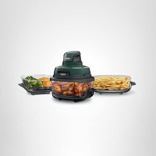 Ninja Crispi 5-in-1 Portable Glass Air Fryer, 4-QT, 2.5-QT & 6-Cup Glass Containers with Crisper Plates & Storage Lids, Microwave, Freezer & Dishwasher Safe, British Racing Green, FN103BF thumbnail 18