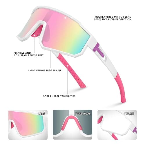 MVPTGRS Youth Baseball Sunglasses for Boys Girls Age 8-14 TR90 Frame Kids Sport Sunglasses for Softball Cycling Baseball Golf thumbnail 6