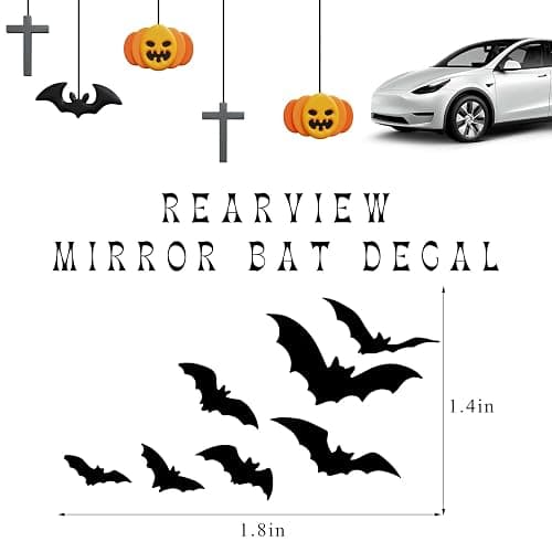 DXNQ Rearview Mirror Halloween Bat Decal, Funny Flying Bats Window Bumper Vinyl Sticker, Spooky Gothic Bats Decal for Car Truck Mirror Laptop, Car Decoration Accessories (Style 1) thumbnail 2