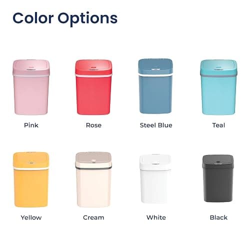 Ninestars DZT-12-5PK Bedroom or Bathroom Automatic Touchless Infrared Motion Sensor Trash Can, 3 Gal 12 L, ABS Plastic (Rectangular, Pink) Trashcan thumbnail 9