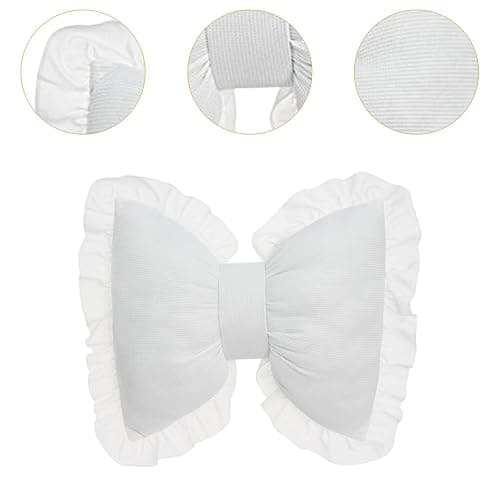 Milageto Cute Bow Cushion Soft Bow Pillow Throw Pillow Ornament Home Furnishing Crafts Back Cushion Decorative Pillows Bow Decor Pillow for Farmhouse Sofa Car Living Room Bedroom, White - White thumbnail 5