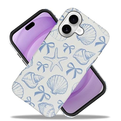 DAIZAG Case Compatible with iPhone 17,Fit Shockproof Cover for Women Girls,Blue Seashell Bow thumbnail 2