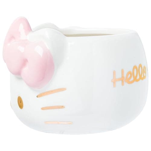 Silver Buffalo Sanrio Hello Kitty Light Pink Bow and Rose Gold Ceramic 3D Sculpted Mug, 20 Ounces thumbnail 4