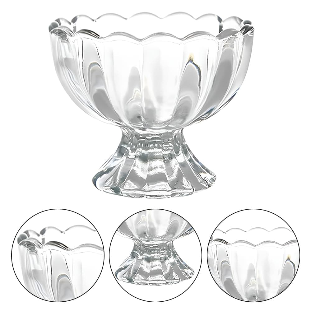 6 Pcs Lotus Glass Cups, Footed Elegant Glass, Portable Glass Pudding Cup, Small Bowl for Dessert, Sundae, Ice Cream, Salad, Cocktail, Condiment, Trifle (Clear, 9 * 9 * 7.5 CM) ﻿ thumbnail 3