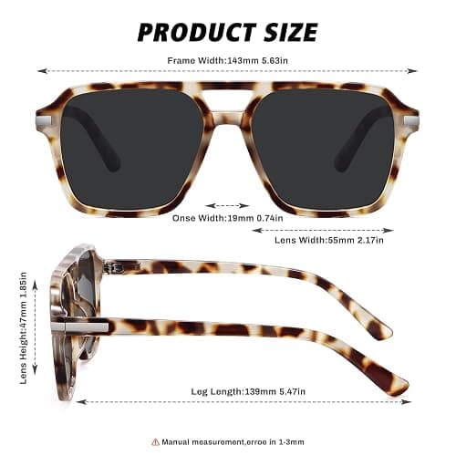 Fozono Retro Aviator Sunglasses for Women Men Trendy Classic Square 70s 80s 90s Vintage Shades Double Bridge Aviators FZN813 thumbnail 4
