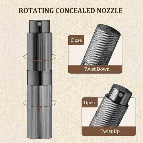 LISAPACK Perfume Travel Refillable Bottle - Atomizer Cologne Spray for Men Portable - Mini Sprayer Empty for Refill - Small Size 8ML Striped (Grey, Black, Silver) thumbnail 7