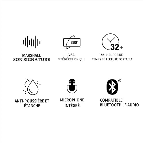 Marshall Emberton III Enceintes Bluetooth Portables, sans Fil, IP67 Résistant à la Poussière et à l'eau, Plus de 32 Heures de Lecture, Charge Rapide - Crème thumbnail 12