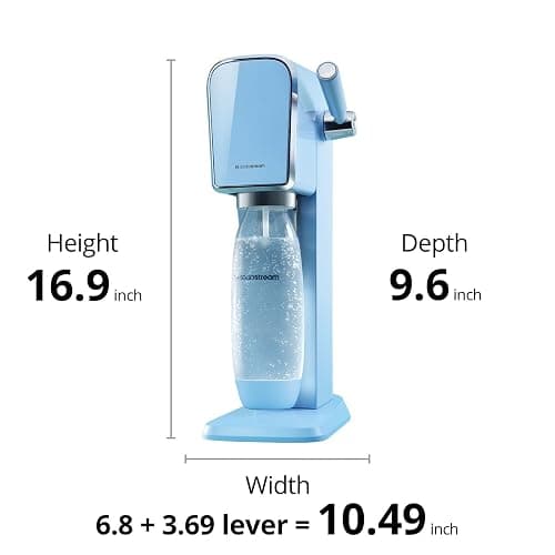 SodaStream - ART Sparkling Water Maker | VALUE BUNDLE | CQC CO2 system | Includes 2x CO2 Cylinders, 2x 32 Fl Oz Dishwasher Safe Bottles, 2x Bubly Flavor Drops | Combine with Pepsi Flavors | Misty Blue thumbnail 3