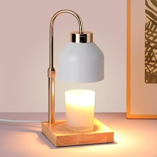 Candle Warmer Lamp with Timer, Electric Candle Lamp Warmer with Dimmer Adjustable Height House Warming Gifts New Home Bedroom Decor Dimmable Wax Melt Warmer with 2 Bulbs Mothers Day Gifts (White) - Image 1