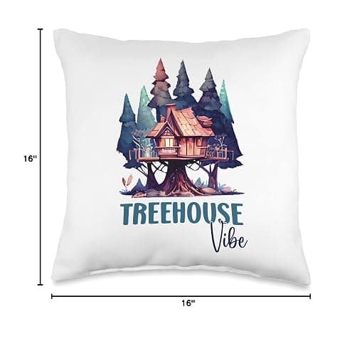 Treehouse Vibe Trees Outdoors Playhouse Throw Pillow thumbnail 2