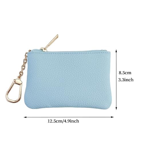 Keychain Coin Purse, Small Change Purse with Card Holder, Keychain Pouch Wallet for Women and Men (Light Blue) thumbnail 7