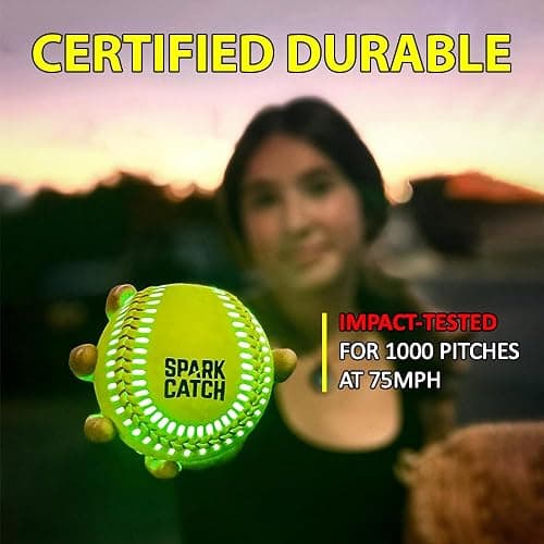 SPARK CATCH Light Up 12" Glow in The Dark Fastpitch Softball for Girls, Teens, and Players (Neon Green) thumbnail 4