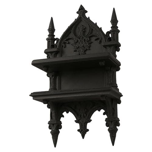 Uqezagpa Coffin Shelf Double Gothic Wall Shelf for Crystal and Plant Display Gothic Wall Decor Floating Shelves, Easy Assembly, 7.8" X 4.4 thumbnail 5