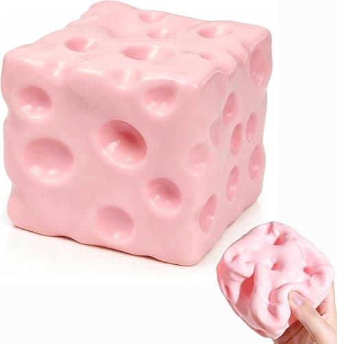Yellow Cheese Squishys Toys – Squeeze Luck Cheeses Squishys, Cute Sensory Toy for Kids & Adults,Soft Novelty Slow Rising Sensory Cheese Stress & Anxiety Relief Fidget Toys Pink - Image 1